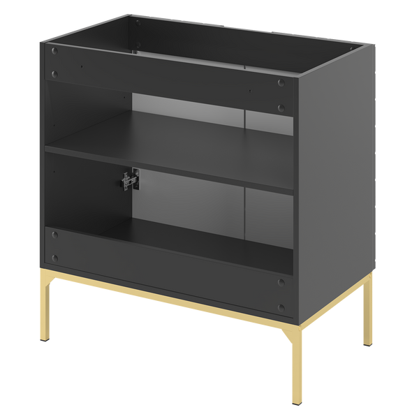 ASPEN-08 - Szafka pod Umywalkę z Blatem 2D 80cm Czarny Mat Zestaw-1 Złoty Stelaż