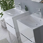 Oristo Szafka Pod Umywalkę 80 cm SILVER UNI Biały Połysk Listwa Chrom Połysk