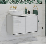 Irvine - Szafka Pod Umywalkę 2D Biały Czarny Onyks Biały Połysk