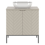 ASPEN-08 - Szafka z Umywalką i Blatem 2D 80cm Kaszmir Zestaw-2 Czarny Stelaż