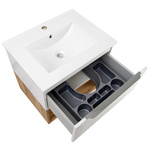 Astor Zestaw Nelle 60 cm Szafka z Umywalką Biały Połysk Dąb Wotan