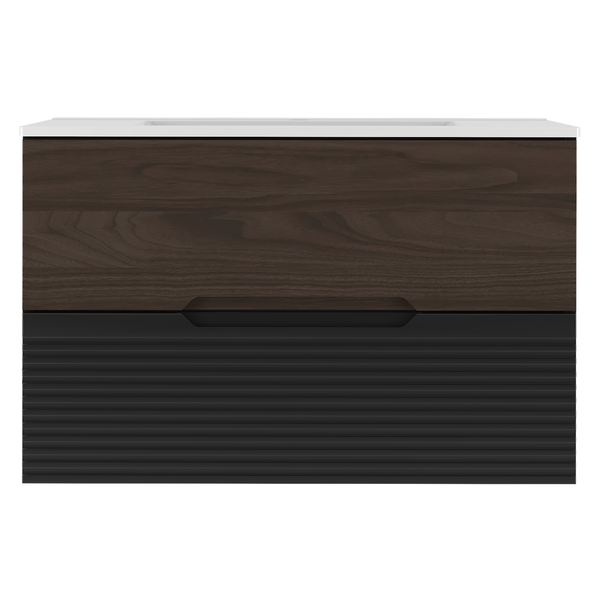 AVELLA-01 - Szafka z Umywalką 2S 80cm Czarny Mat Orzech Zestaw-3