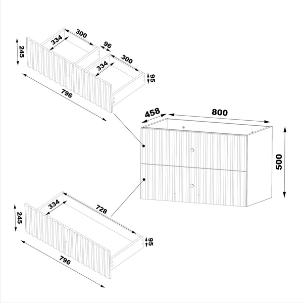 AQUA-01 - Szafka Pod Umywalkę z Blatem 2S 80cm Kaszmir Zestaw-1