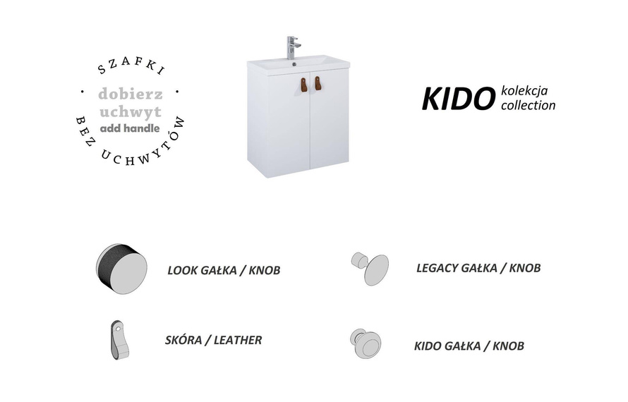 Elita Szafka z Umywalką Kido 50 2D Biały Połysk