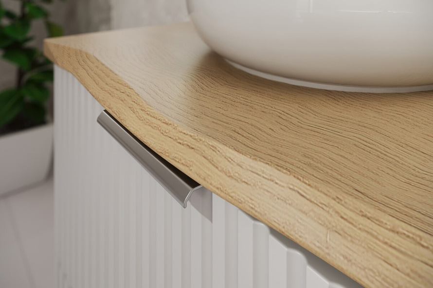 Zestaw Szafka pod Umywalkę 80 cm z Blatem 100 cm i Regałem 20 cm Dąb Cremona Kaszmirowy Mat 