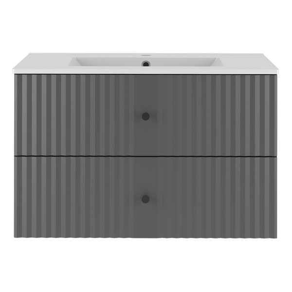 XILO-01 - Szafka z Umywalką 2S 80cm Szary Mat Zestaw-3