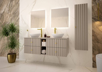 AQUA-02 - Szafka pod Umywalkę z Blatem i Regałem 4S 140cm Kaszmir Zestaw-7