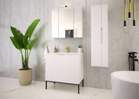 ASPEN-08 - Szafka pod Umywalkę z Blatem 2D 80cm Biały Mat Zestaw-1 Czarny Stelaż