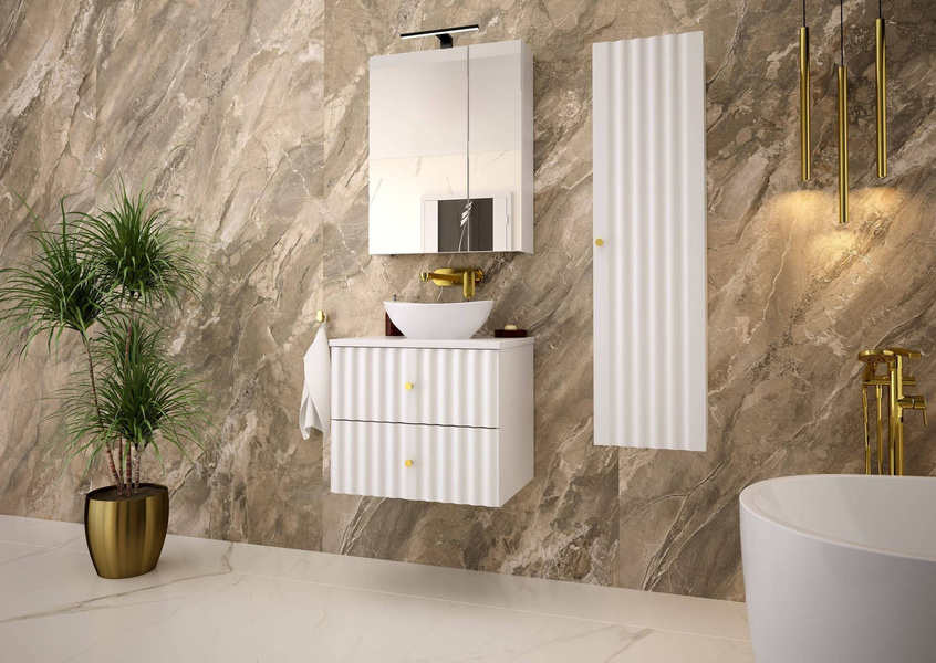 AQUA-02 - Szafka z Umywalką i Blatem 2S 60cm Biały Mat Zestaw-2