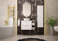 RADOM-07 - Szafka pod Umywalkę z Blatem i Regałem 2S 80cm Biały Mat Zestaw-4