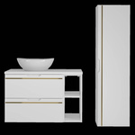 ESPERO-02 - Szafka pod Umywalkę z Blatem i Regałem 2S 80cm Biały Mat Zestaw-4