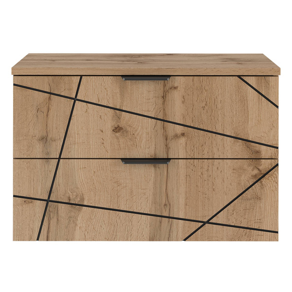 WOOD-01 - Szafka pod Umywalkę z Blatem 2S 80cm Dąb Wotan Zestaw-1