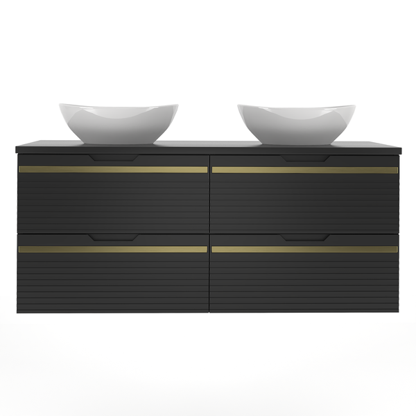 VESPER-02 - Szafka pod Umywalkę z Blatem 4S 120cm Czarny Mat Zestaw-6