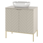 ASPEN-08 - Szafka z Umywalką i Blatem 2D 80cm Kaszmir Zestaw-2 Złoty Stelaż