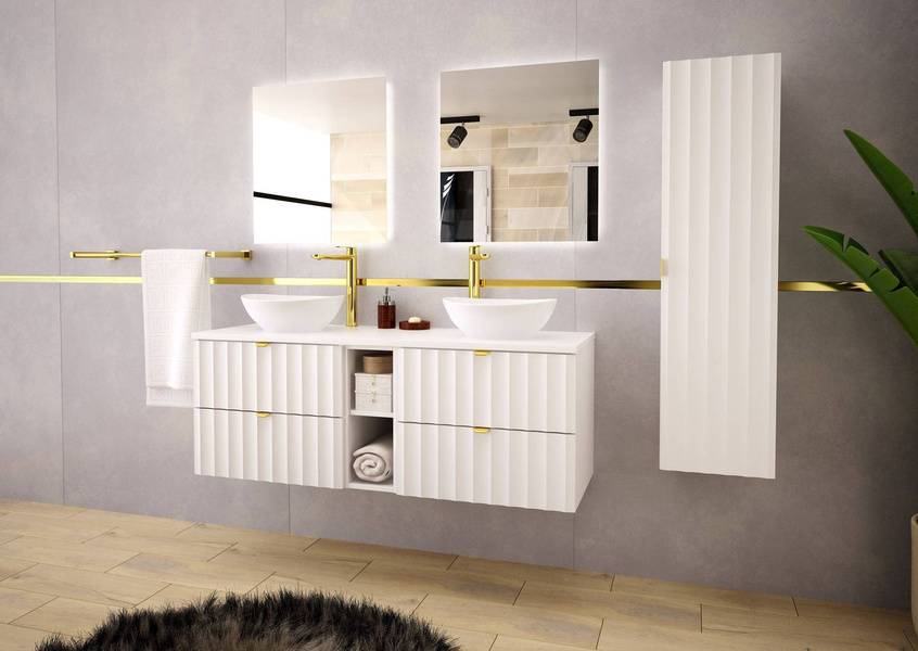 ARCOS-06 - Szafka pod Umywalkę z Blatem i Regałem 4S 140cm Biały Mat Zestaw-7