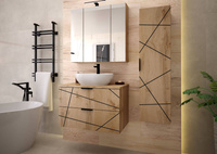 WOOD-01 - Szafka pod Umywalkę z Blatem 2S 80cm Dąb Wotan Zestaw-1