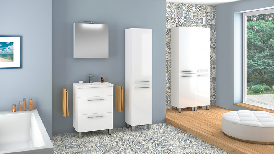 Astor Zestaw Sol Biały 50 cm Szafka z Umywalką 2S Biały Połysk