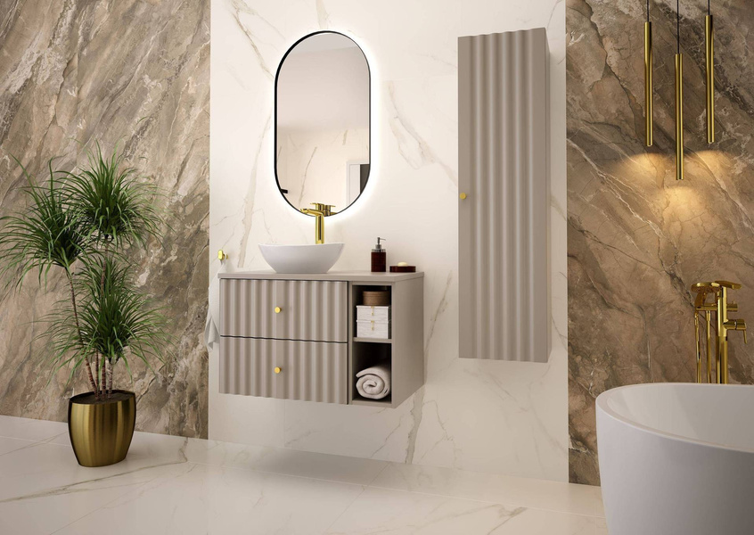 AQUA-02 - Szafka z Umywalką i Blatem 2S 60cm Kaszmir Zestaw-2