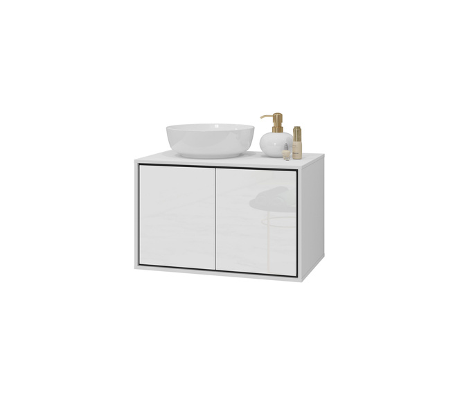 Irvine - Szafka Pod Umywalkę 2D Biały Czarny Onyks Biały Połysk