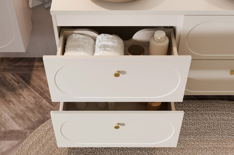 Zestaw Szafka Pod Umywalkę z Blatem 80 cm i Słupek Wysoki Donna Sand