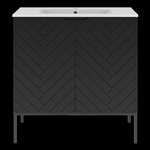 ASPEN-08 - Szafka z Umywalką 2D 80cm Czarny Mat Zestaw-3 Czarny Stelaż