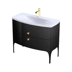 Oristo Szafka z umywalką w kolorze białym 102 cm 2S LOUIS czarna połysk
