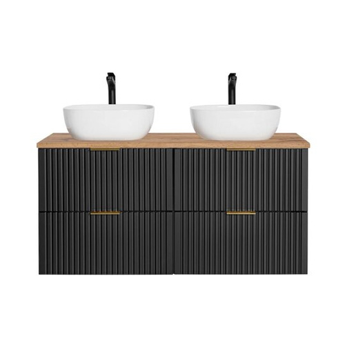 Zestaw 120 cm ADEL BLACK z Podwójną Szafką z Blatem i Umywalkami Smile