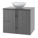 XILO-02 - Szafka z Umywalką i Blatem 2S 60cm Szary Mat Zestaw-5