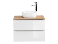 Szafka z umywalką i blatem 60 cm Capri biały 820 z blatem dębowym