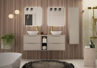 DELICA-02 - Szafka pod Umywalkę z Blatem i Regałem 4S 140cm Kaszmir Zestaw-7