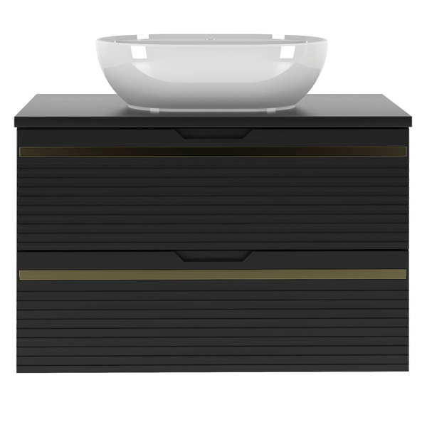 VESPER-01 - Szafka z Umywalką i Blatem 2S 80cm Czarny Mat Zestaw-2