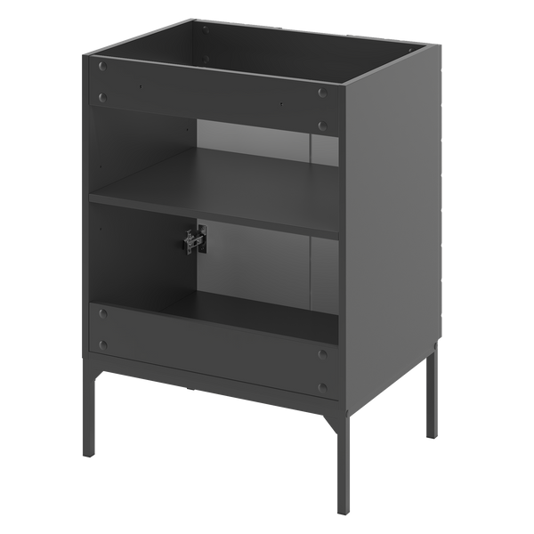 ASPEN-09 - Szafka Pod Umywalkę 2D 60cm Czarny Mat Czarny Stelaż