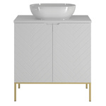 ASPEN-08 - Szafka z Umywalką i Blatem 2D 80cm Biały Mat Zestaw-2 Złoty Stelaż