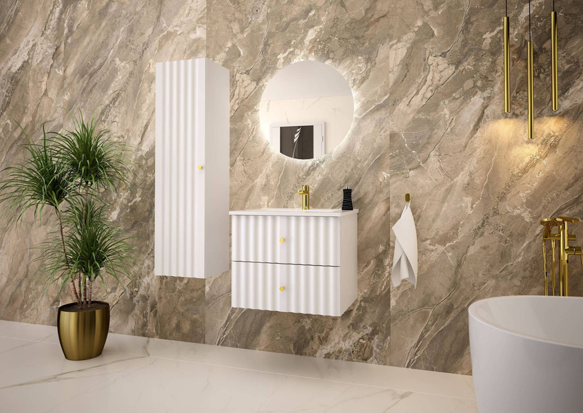 AQUA-02 - Szafka z Umywalką 2S 60cm Biały Mat Zestaw-3