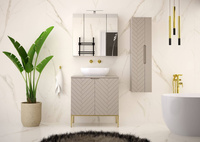 ASPEN-08 - Szafka z Umywalką i Blatem 2D 80cm Kaszmir Zestaw-2 Złoty Stelaż