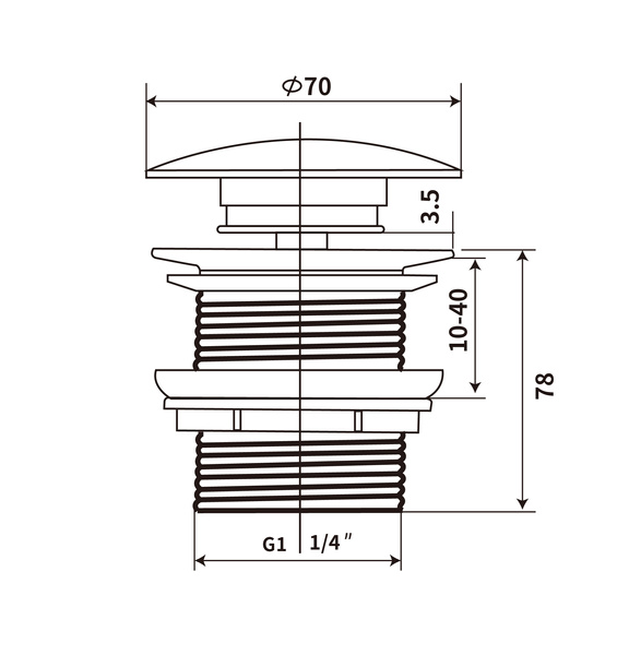 Korek do umywalki MONA-MB12 Czarny Mat