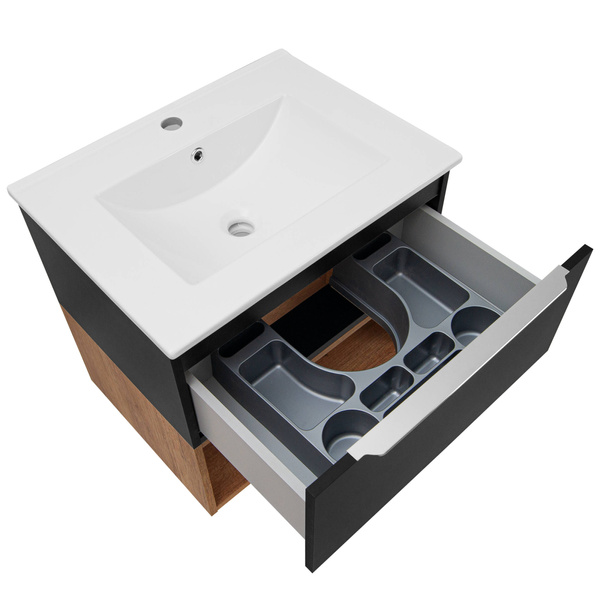 Astor Zestaw Nelle 60 cm Szafka z Umywalką Nelle Czarny MatDąb Country