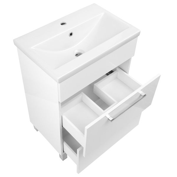 Astor Zestaw Sol Biały 60 cm Szafka z Umywalką 2S Biały Połysk