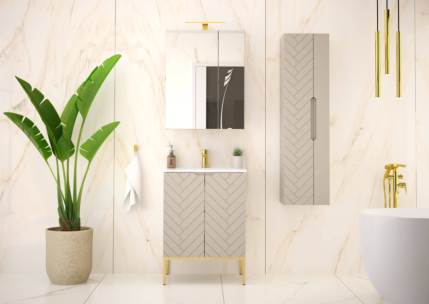 ASPEN-09 - Szafka Pod Umywalkę 2D 60cm Kaszmir Złoty Stelaż