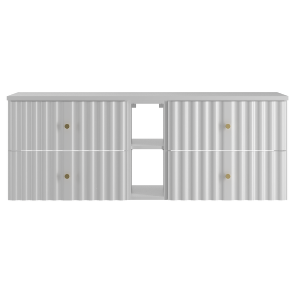 AQUA-02 - Szafka pod Umywalkę z Blatem i Regałem 4S 140cm Biały Mat Zestaw-7