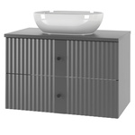 XILO-01 - Szafka z Umywalką i Blatem 2S 80cm Szary Mat Zestaw-2