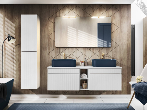 Zestaw ICONIC WHITE 2x60 z 2 Umywalkami KAMA, lustrem Juliet i Oświetleniem LED