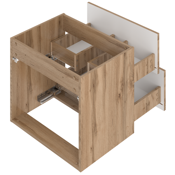 WOOD-02 - Szafka z Umywalką i Blatem 2S 60cm Dąb Wotan Zestaw-5