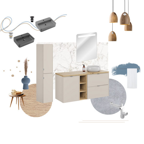 Bella Cashmere Szafka 100 cm z Blatem i Umywalką Trust