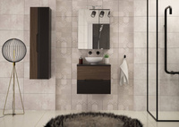 AVELLA-02 - Szafka pod Umywalkę z Blatem 2S 60cm Czarny Mat Orzech Zestaw-1