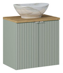 Szafka z blatem oak i umywalką Pati 60 cm Line Reed Green z drzwiami