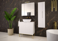 ASPEN-08 - Szafka pod Umywalkę z Blatem 2D 80cm Biały Mat Zestaw-1 Złoty Stelaż