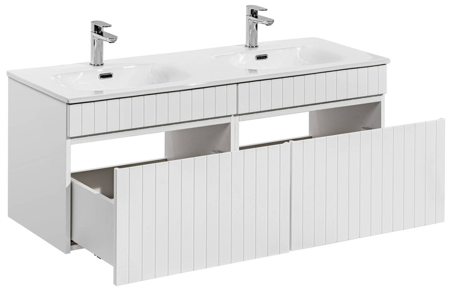 Zestaw 2 Szafek ICONIC WHITE 60cm z Podwójną Umywalką Sky