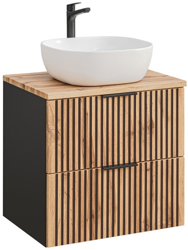 Szafka 60 cm Xilo Black Wotan z umywalką SMILE