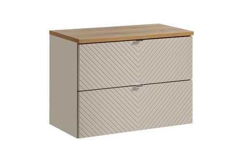 Zestaw Szafka Pod Umywalkę 2 Szuflady 80 cm z Blatem Viva Cashmere Dąb Coast Evoke